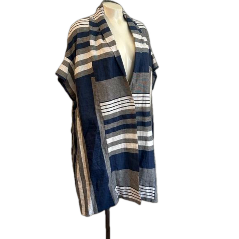 KEDZIOREK stripped open front tunic / cover up sz 38